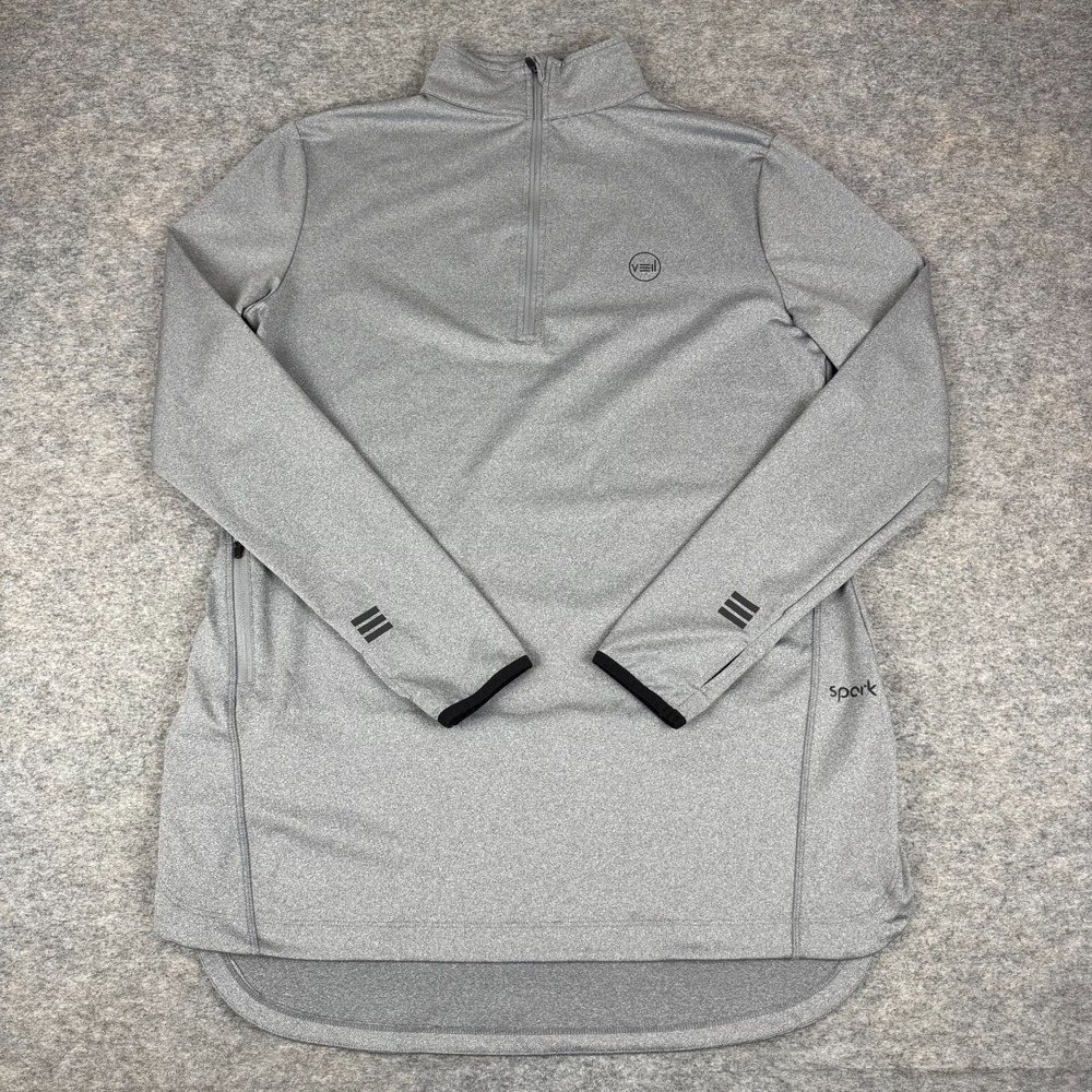 VEIL Spark 1/4 Zip Pullover Shirt Long Sleeve Polyester Gray Womens Large L